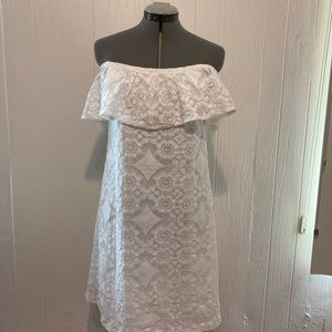 Cb Established 1962 white off shoulder lace dress S.
